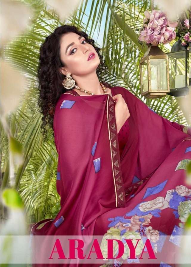 aradya by saroj chines chiffon printed fancy saree