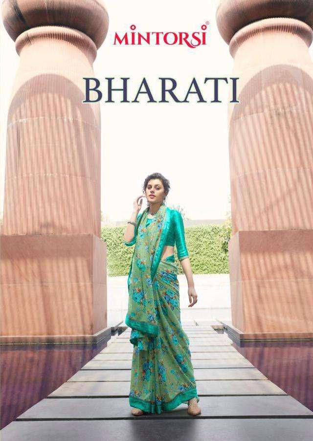 bharati by mintorsi weightless printed classy looking saree catalogue