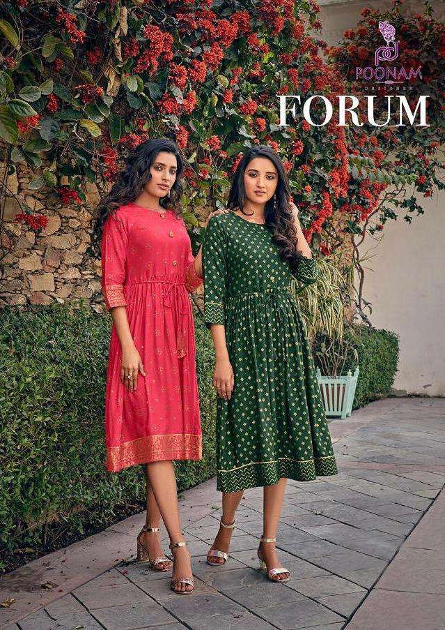 forum by poonam rayon foil printed casual wear kurtis