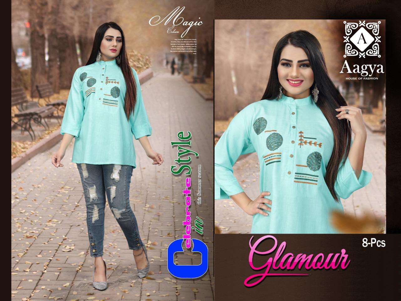 glamour by aagya heavy rayon slub with work short top Catalog Collection Wholesaler Lowest Best Price In Ahmedabad Surat Chennai India Uk Usa Malaysia Singapore Canada Australia