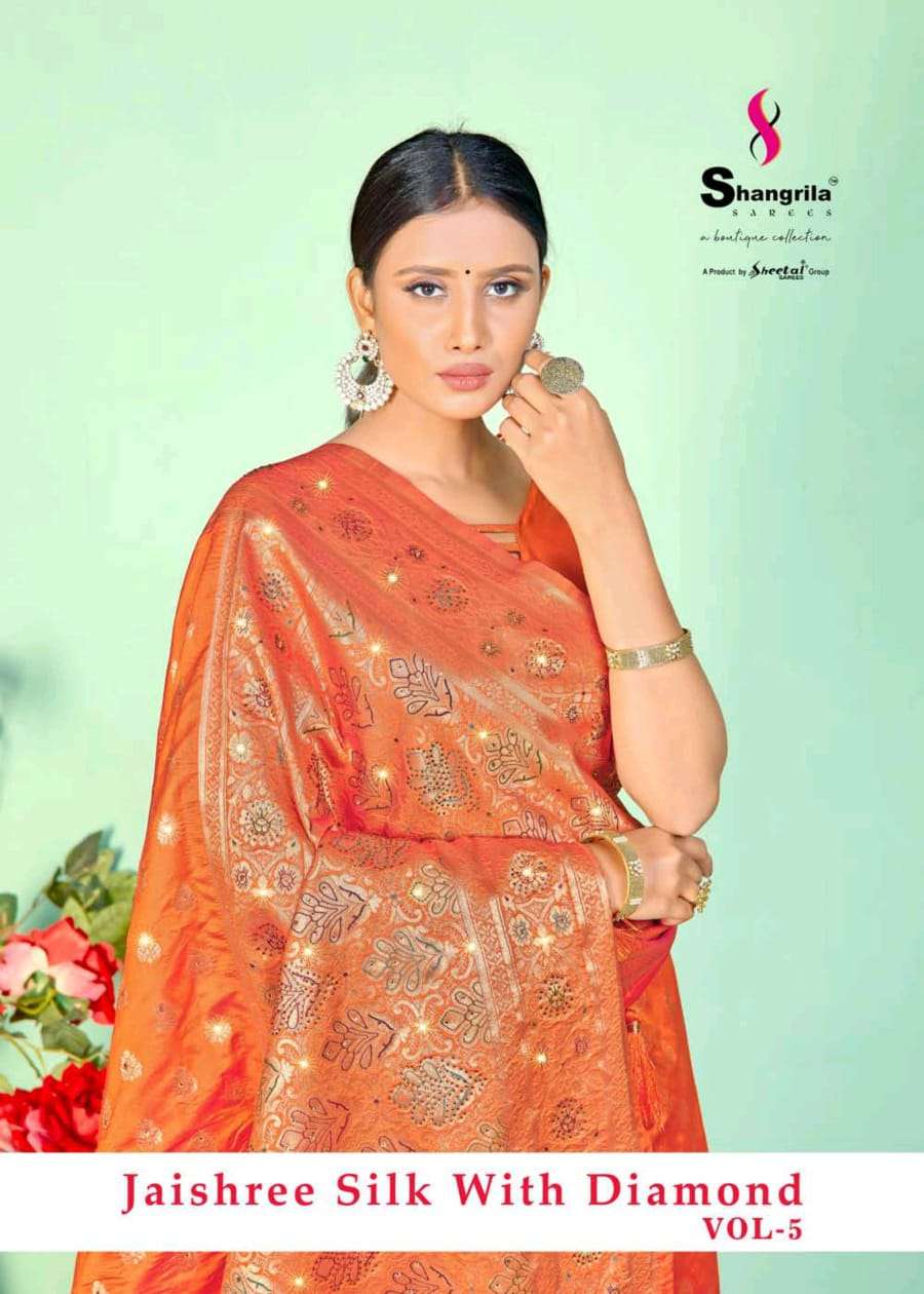 jaishree silk with diamond vol 5 by shangrila weaving zari silk fancy sarees