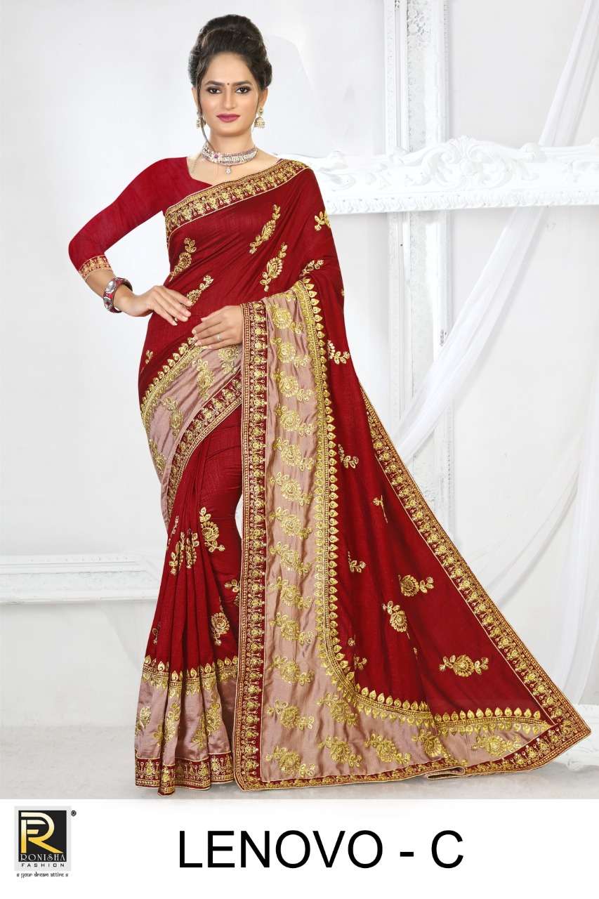 Lenovo by ranjna saree embroidery warked designer saree Collection 