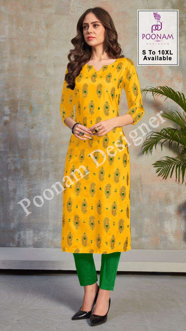 minakari by poonam rayon daily wear big size kurti for ladies