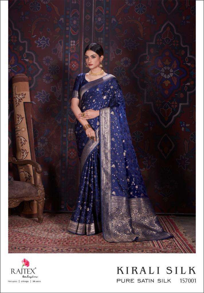 rajtex kirali silk 157001-157005 series pure satin silk saree wholesaler in surat 