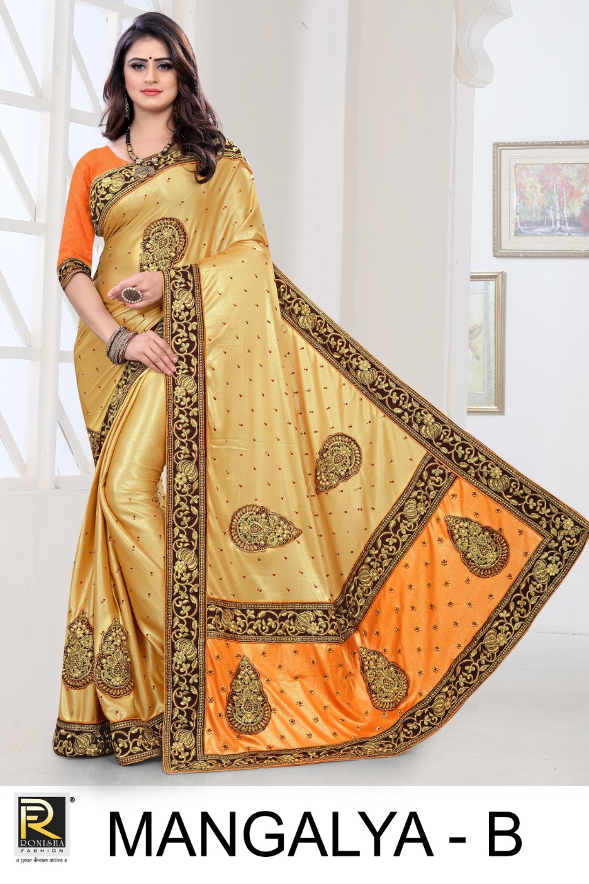 Ranjna Saree Launch Mangalya Lycra Velvet With Embroidery Heavy Saree Wholesaler