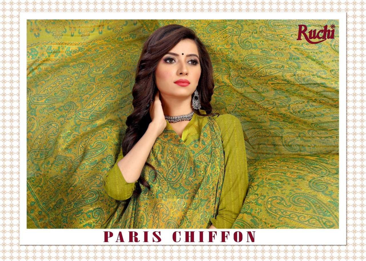 ruchi paris chiffon printed casual wear sarees