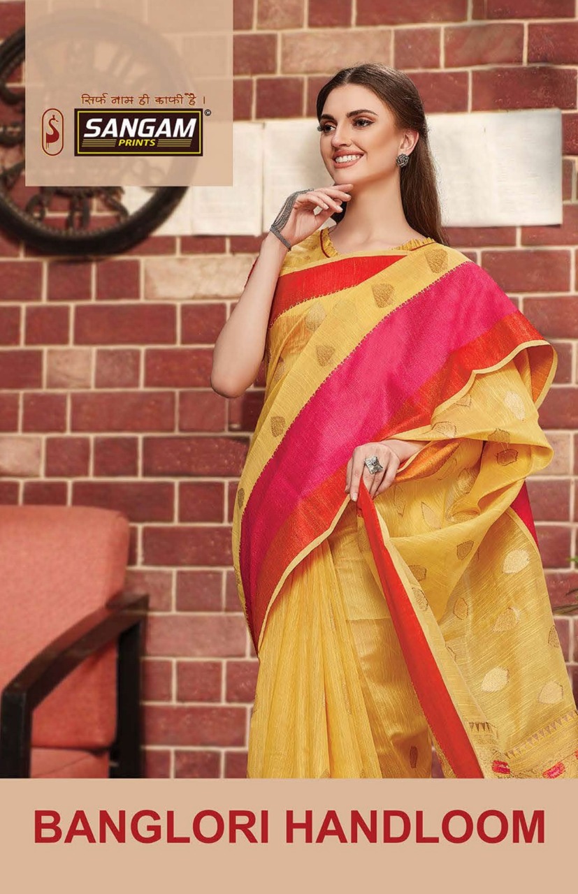 Sangam Banglori Handloom Weaving Silk Traditional Indian Wear Saree Wholesaler