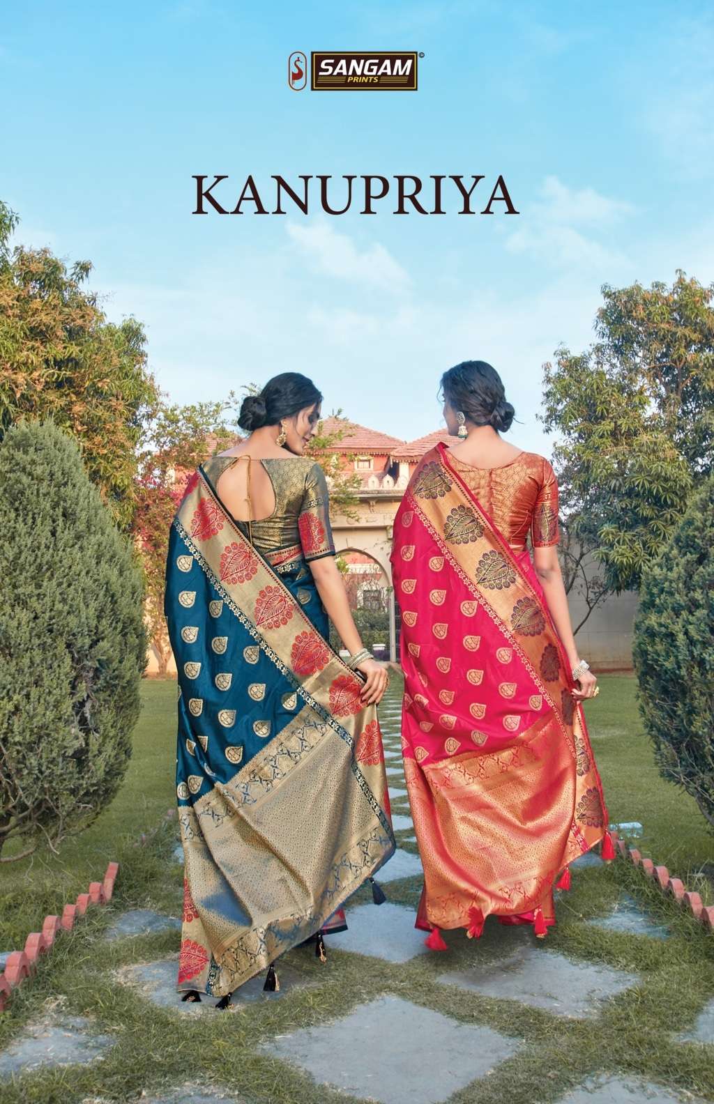 sangam prints kanupriya zari weaving fancy silk saris wholesaler