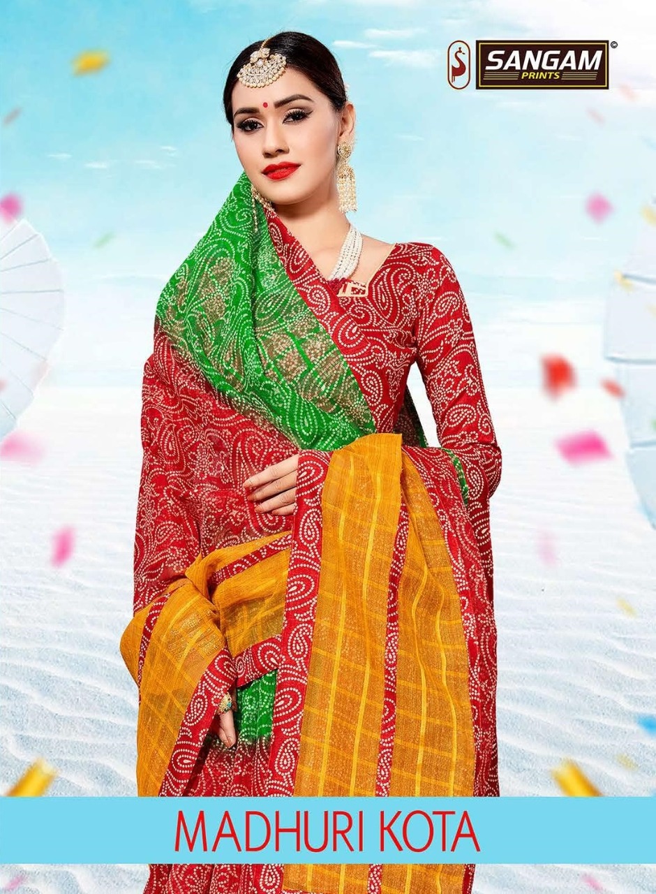 Sangam Prints Launch Madhuri Kota Vol 2 Designer Checks Pattern Kota Saree