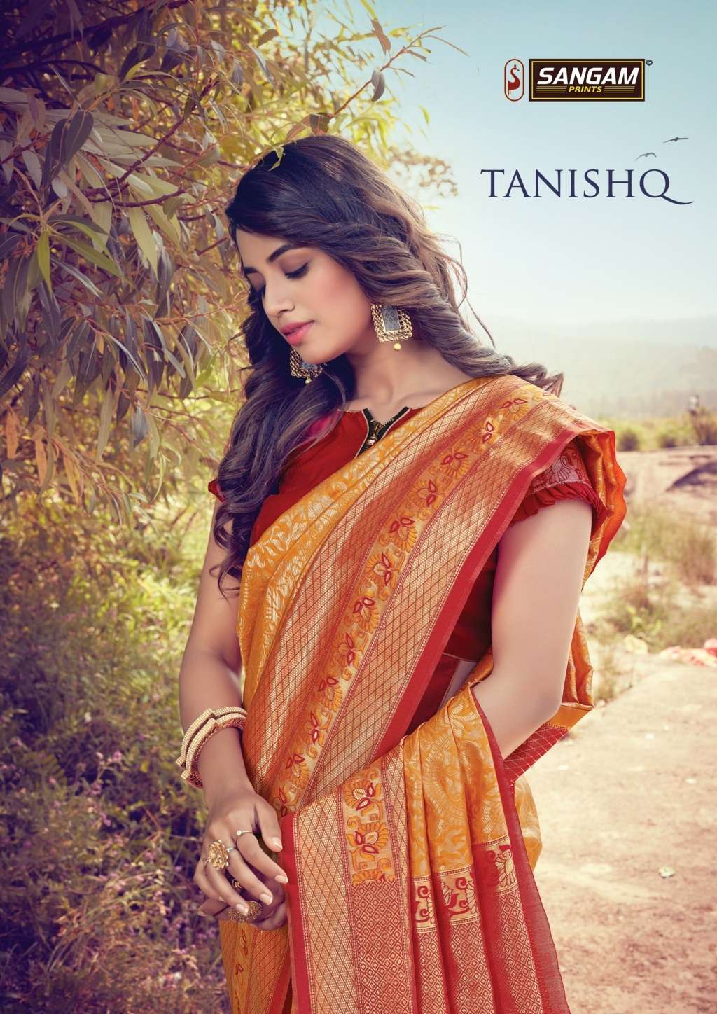 sangam prints tanishq zari weaving fancy silk saris wholesaler