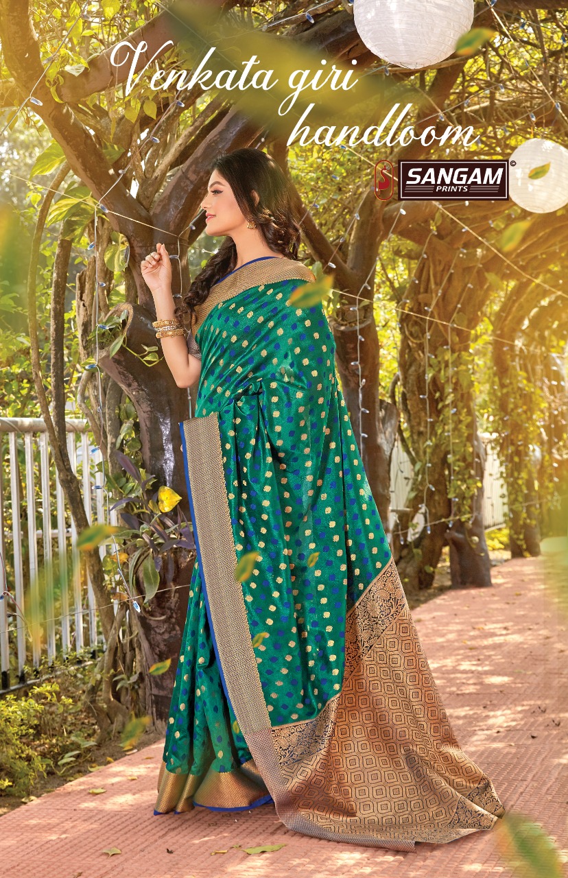 Sangam Prints Venkata Giri Handloom Cotton With Weaving Saree Catalogs