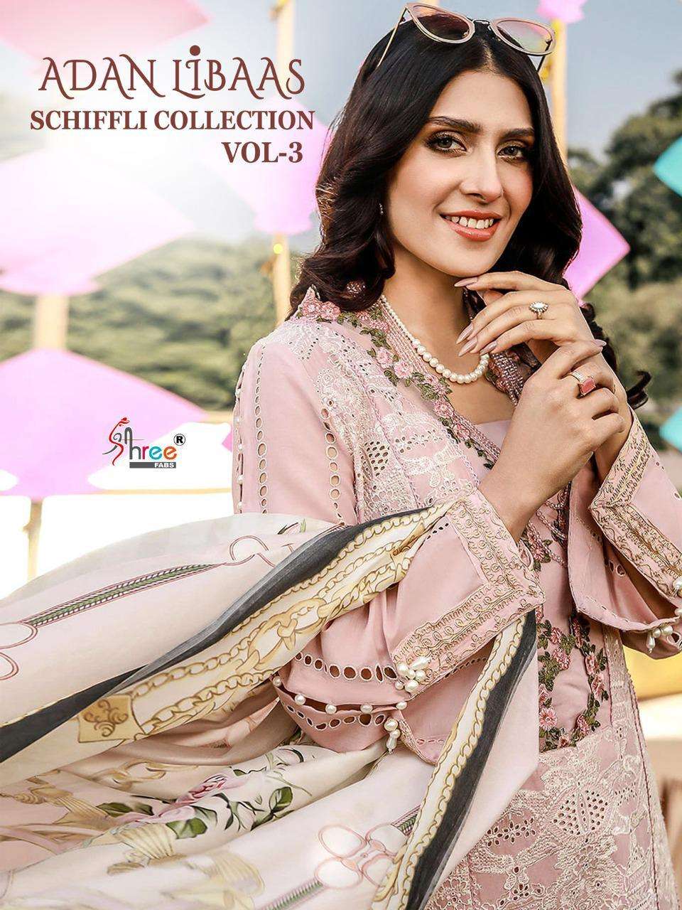 shree fabs adan libaas schiffli vol 3 cotton pakistani dresses