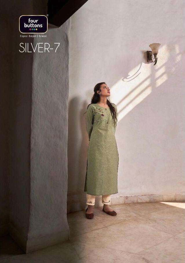 silver vol 7 by four buttons cotton work kurti with pant collection