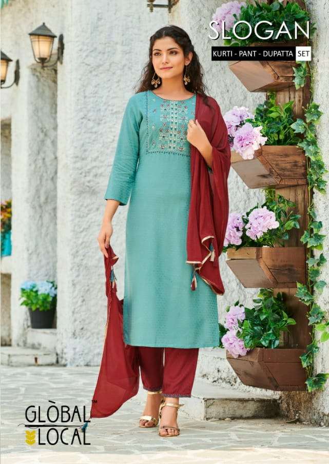 slogan global local rayon chudidar readymade salwar kameez