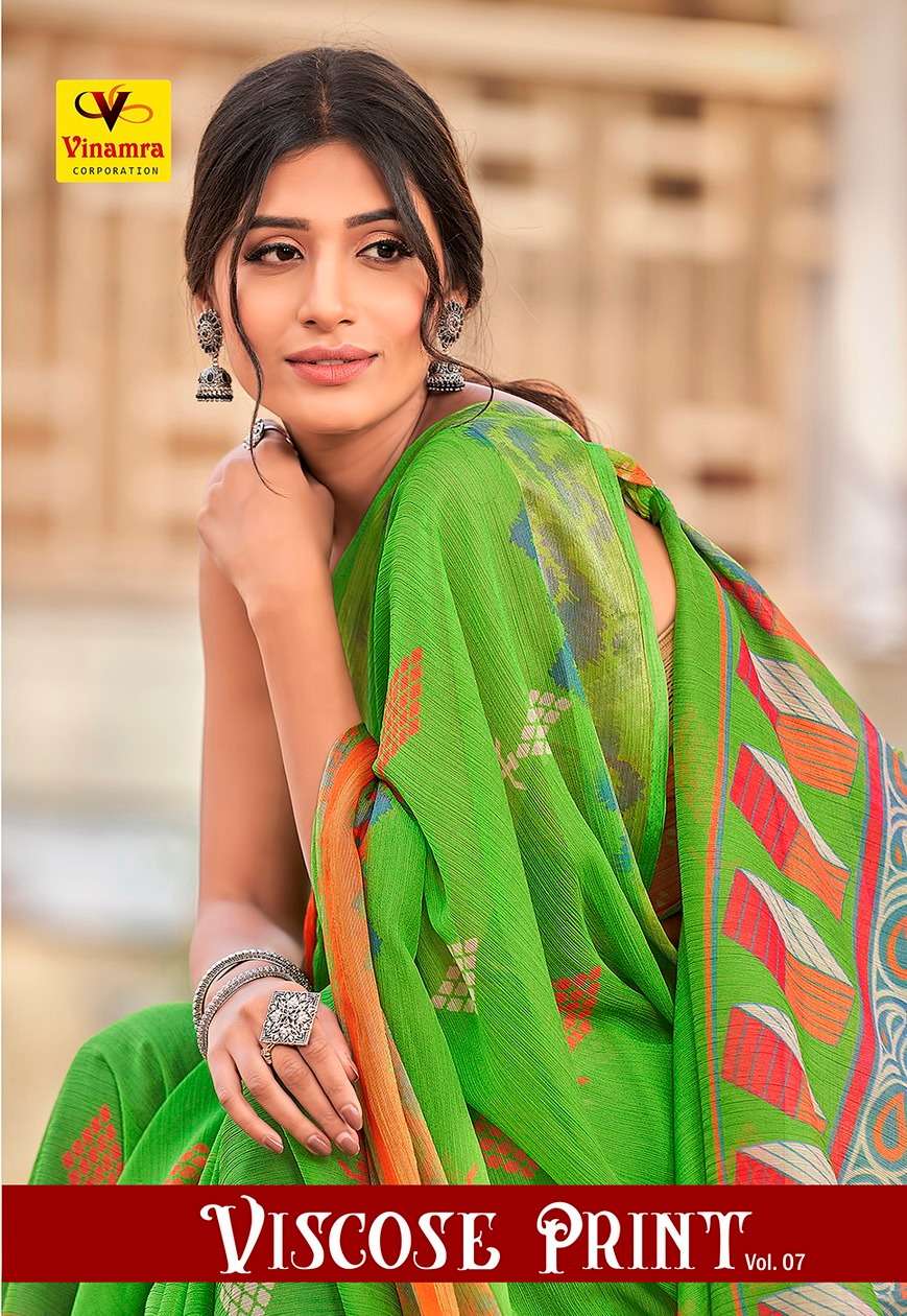 viscose print vol 7 by vinamra daily wear indian stylish fancy saree