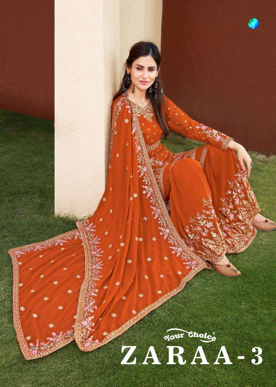 zaraa vol 3 by your choice georgette garara eid special pakistani suits