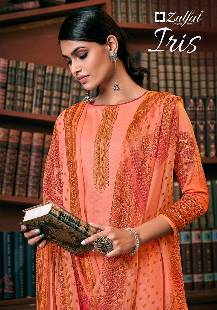 zulfat iris jam cotton casual wear dress materials