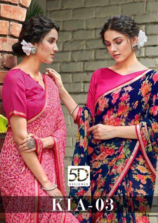 Kia Vol 3 By 5d Designer Printed Chiffon Sarees