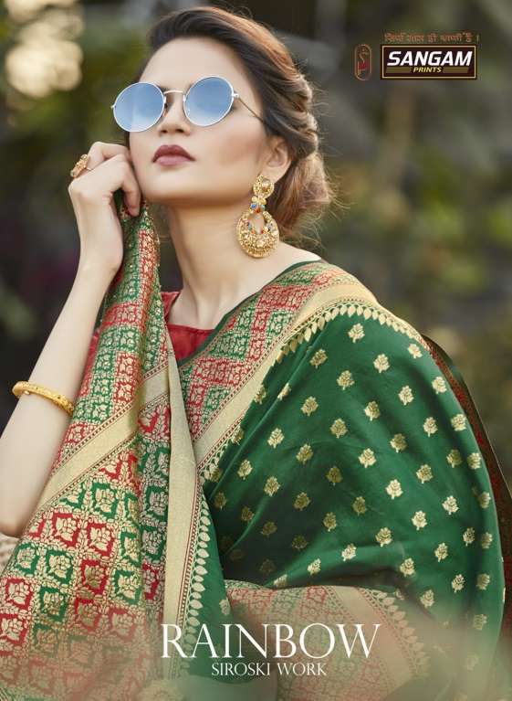 Rainbow By Sangam Siroski Work Silk Sari Supplier