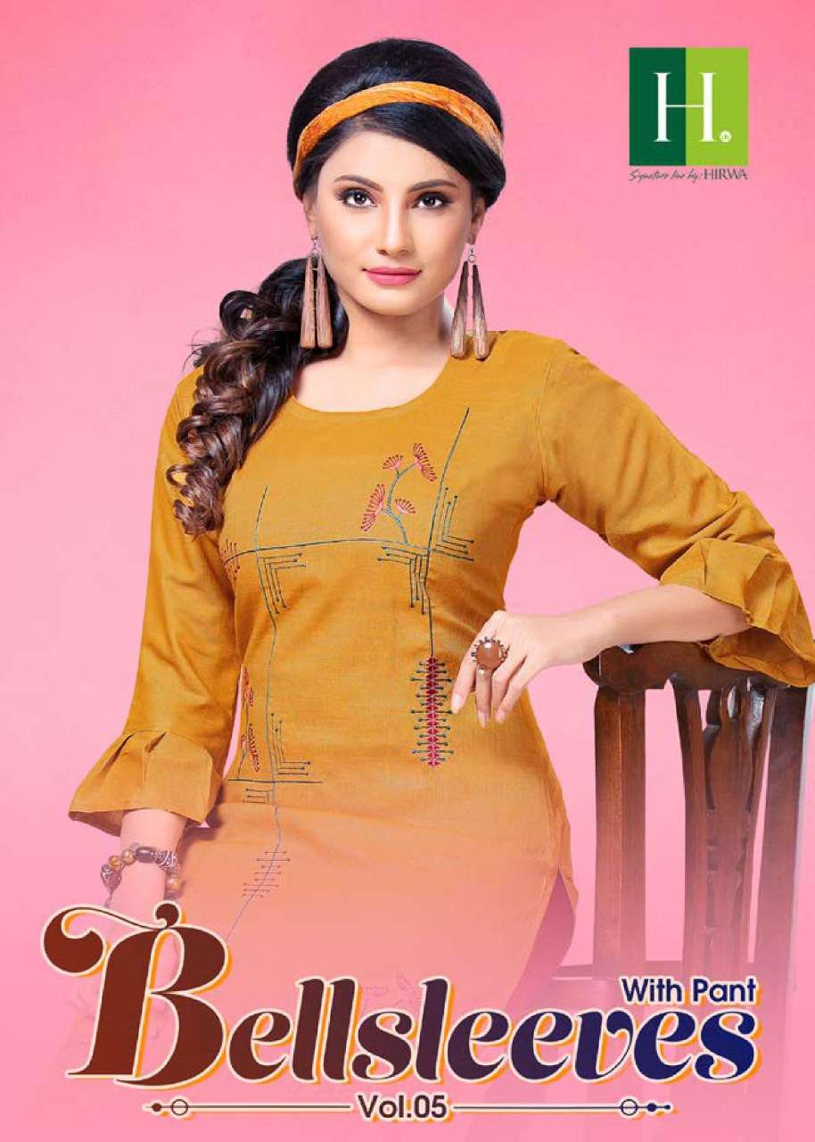 Bellsleeves Vol 5 By Hirwa Rayon Kurti With Pant Supplier