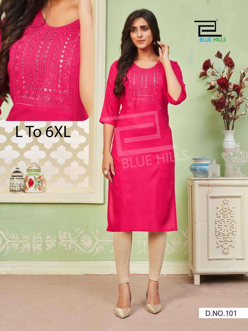 Blue Hills Colorbar Nx Rayon Fancy Kurtis