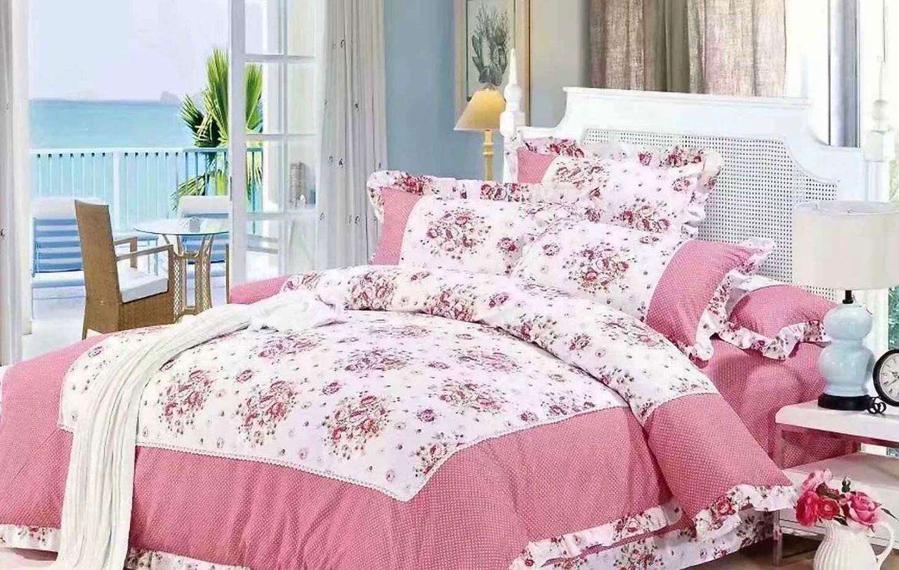 British Country Glace Cotton King Size Bed Sheets With Comforter And Pillow Cover