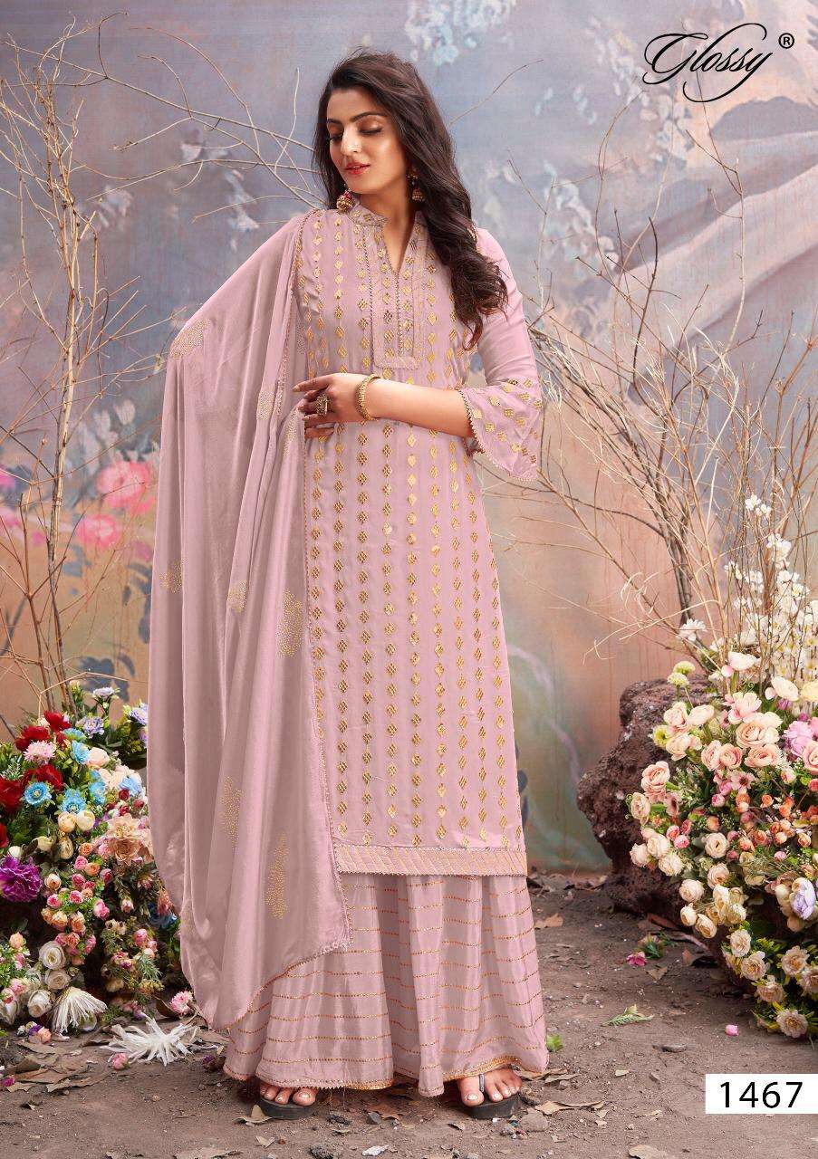 Glossy Nazia 1467 Viscose Chinon Fancy Suits Wholesaler