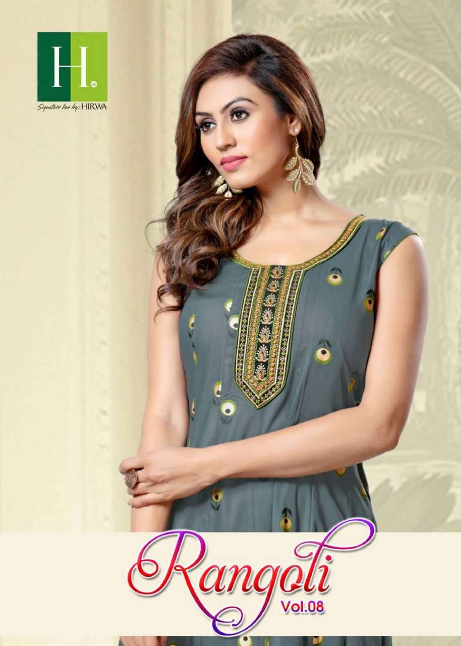 Hirwa Rangoli Vol 8 Rayon Anarkali Designer Kurtis