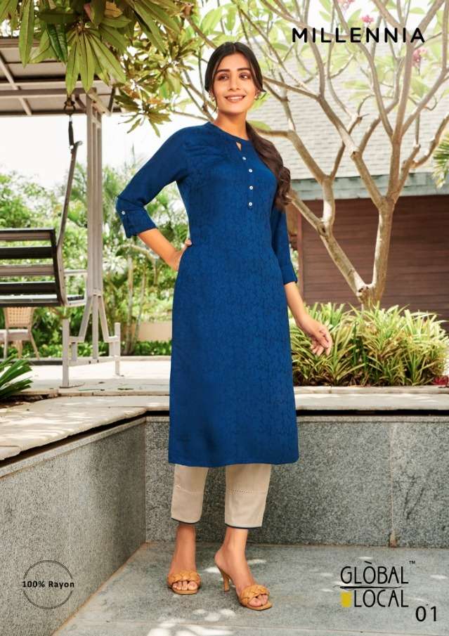 Millennia By Global Local Rayon Designer Kurti