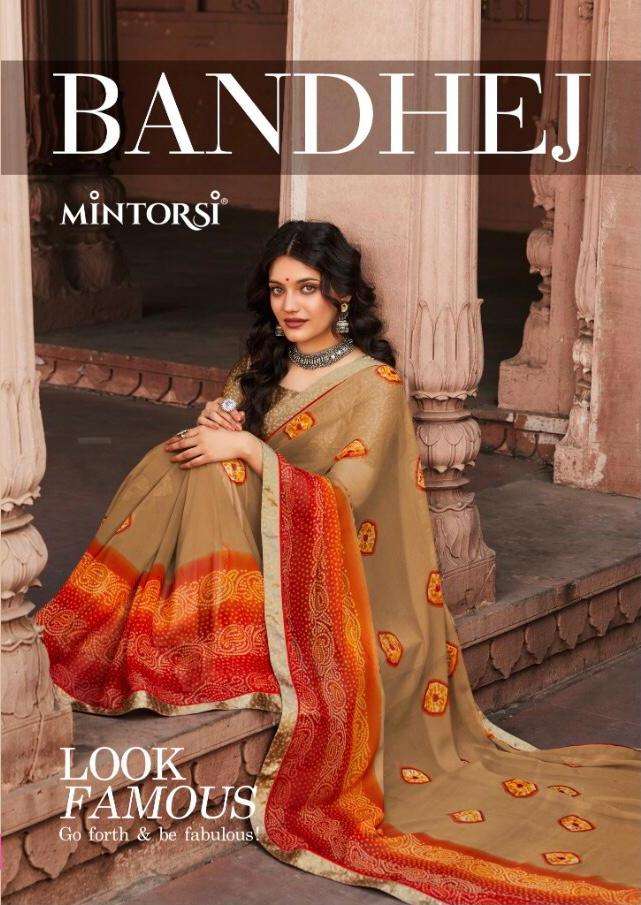 Mintorsi Bandhej Georgette Printed Sarees