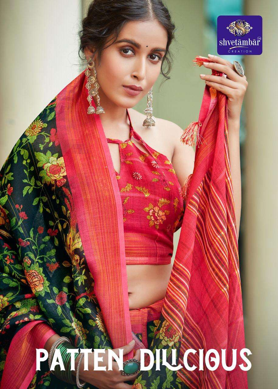 Pattern Delicious By Shvetambar Creation Linen Saris Wholesaler