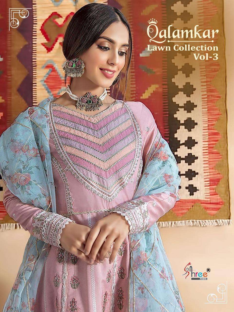 Qalamkar Lawn Vol 3 By Shree Fabs Cotton Pakistani Suits