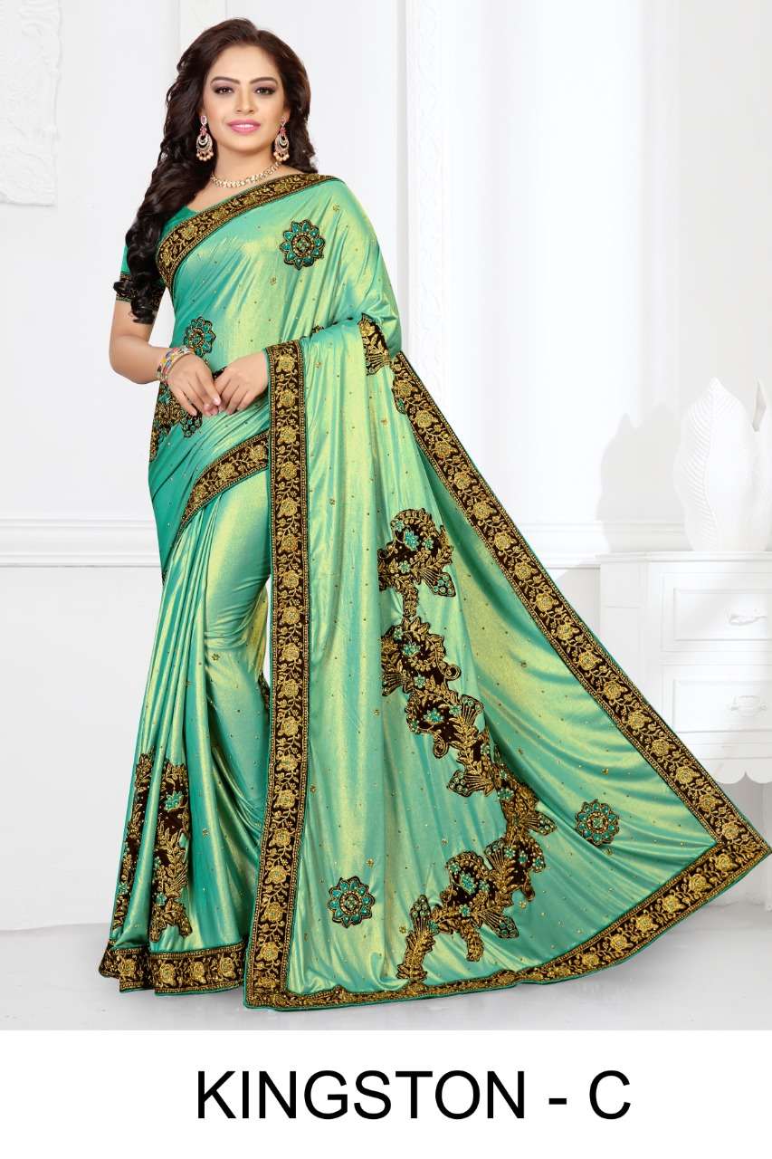 Ranjna Saree Kingston Embroidery Warked  Heavy Diamond Fancy Saree Collection