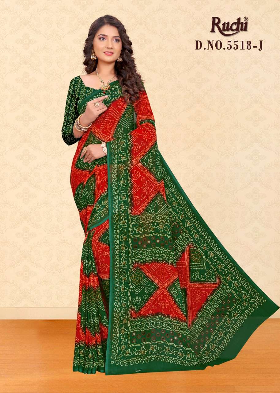 Ruchi 5518 Chiffon Printed Bandhani Sarees