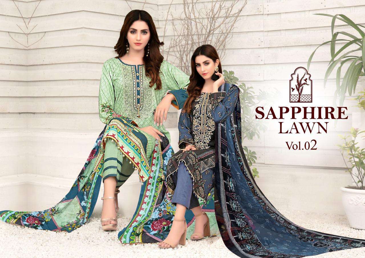 Sapphire Lane Vol 2 Maria B Lawn Printed Dress Materials