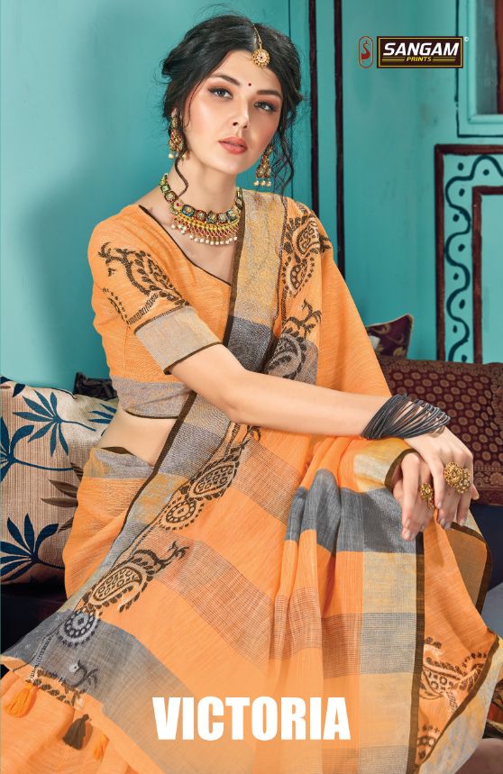 Victoria Linen Cotton Designer Sari Wholesaler