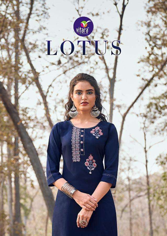 Vitara Lotus Rayon Work Kurti With Pant