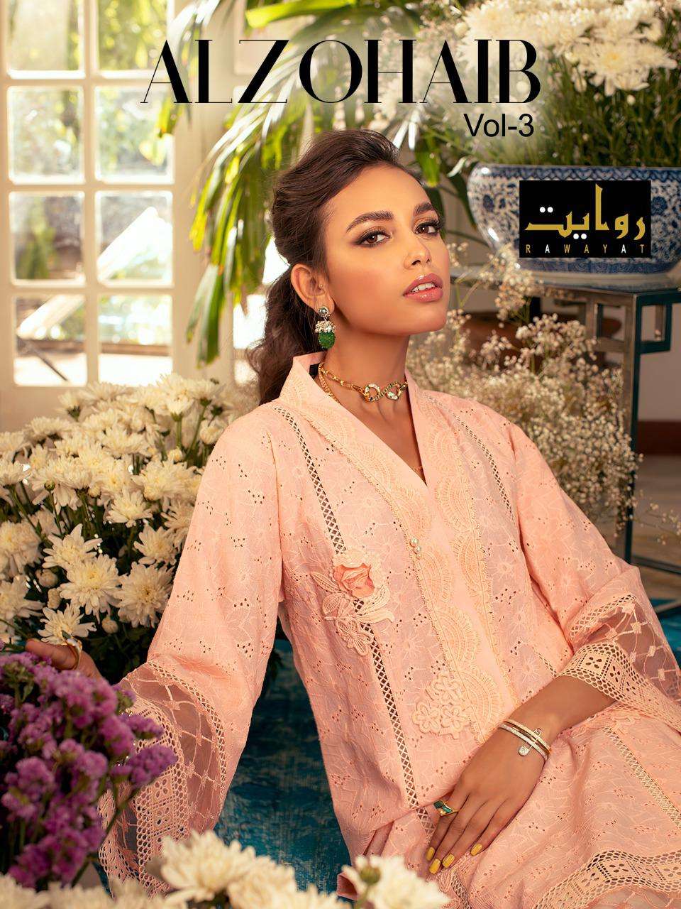 Alzohaib Vol 3 By Rawayat Cotton Work Pakistani Dresses