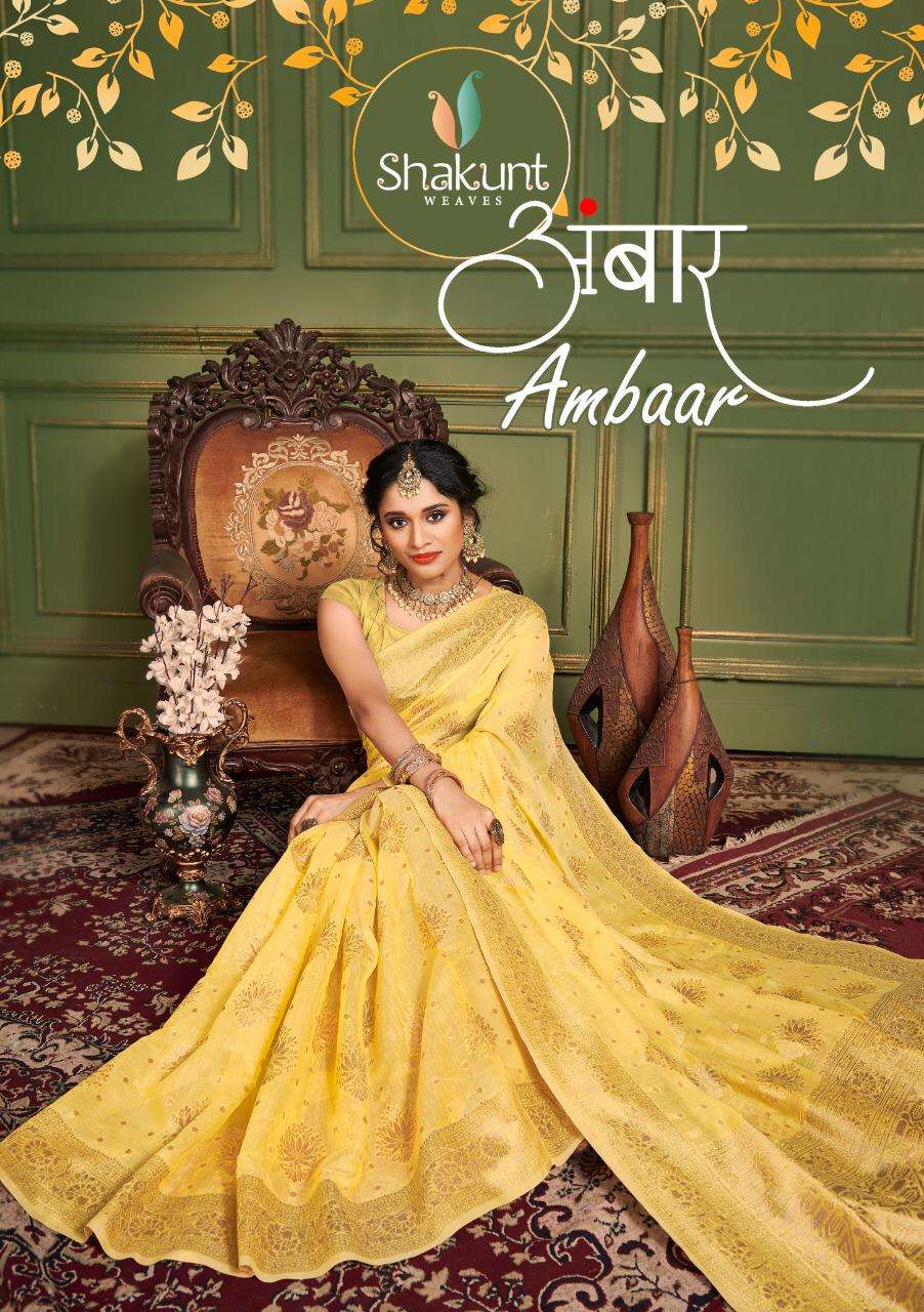 Ambaar By Shakunt Cotton Weaving Fancy Saree