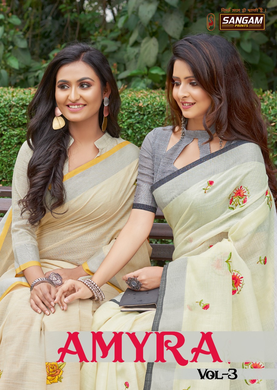 Amyra Vol-3 Linen Cotton Designer Sari Wholesaler