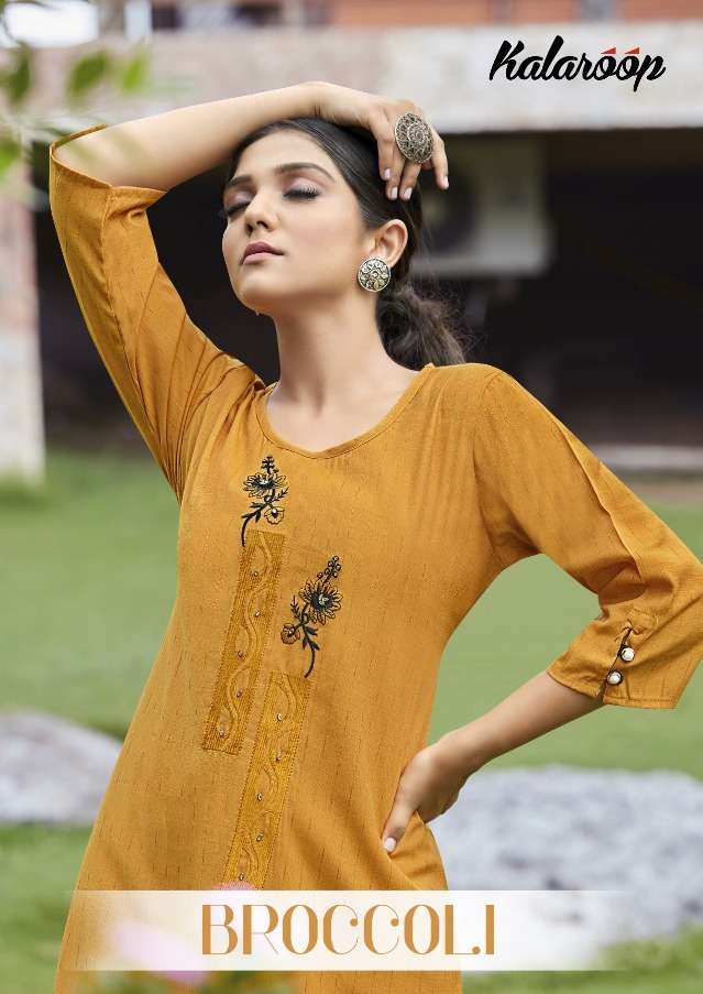 Broccoli By Kalaroop Rayon Fancy Kurti Wholesaler