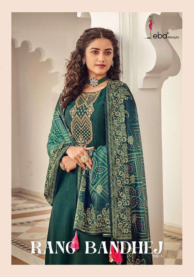 Eba Rang Bandhej Chinon Designer Fancy Suits