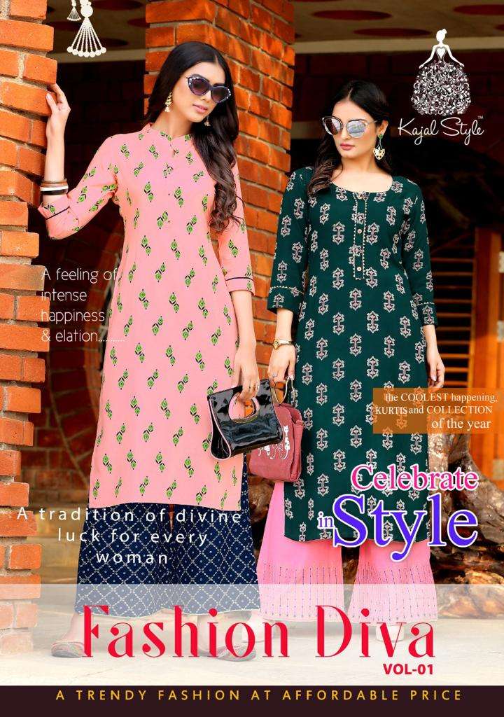 Kajal Style Fashion Diva Rayon Fancy Kurti With Plazzo