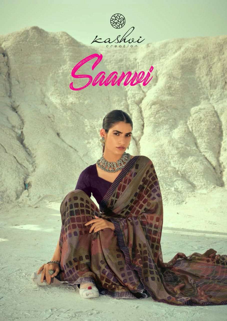 Kashvi Saanvi Chiffon Brasso Printed Fancy Saree