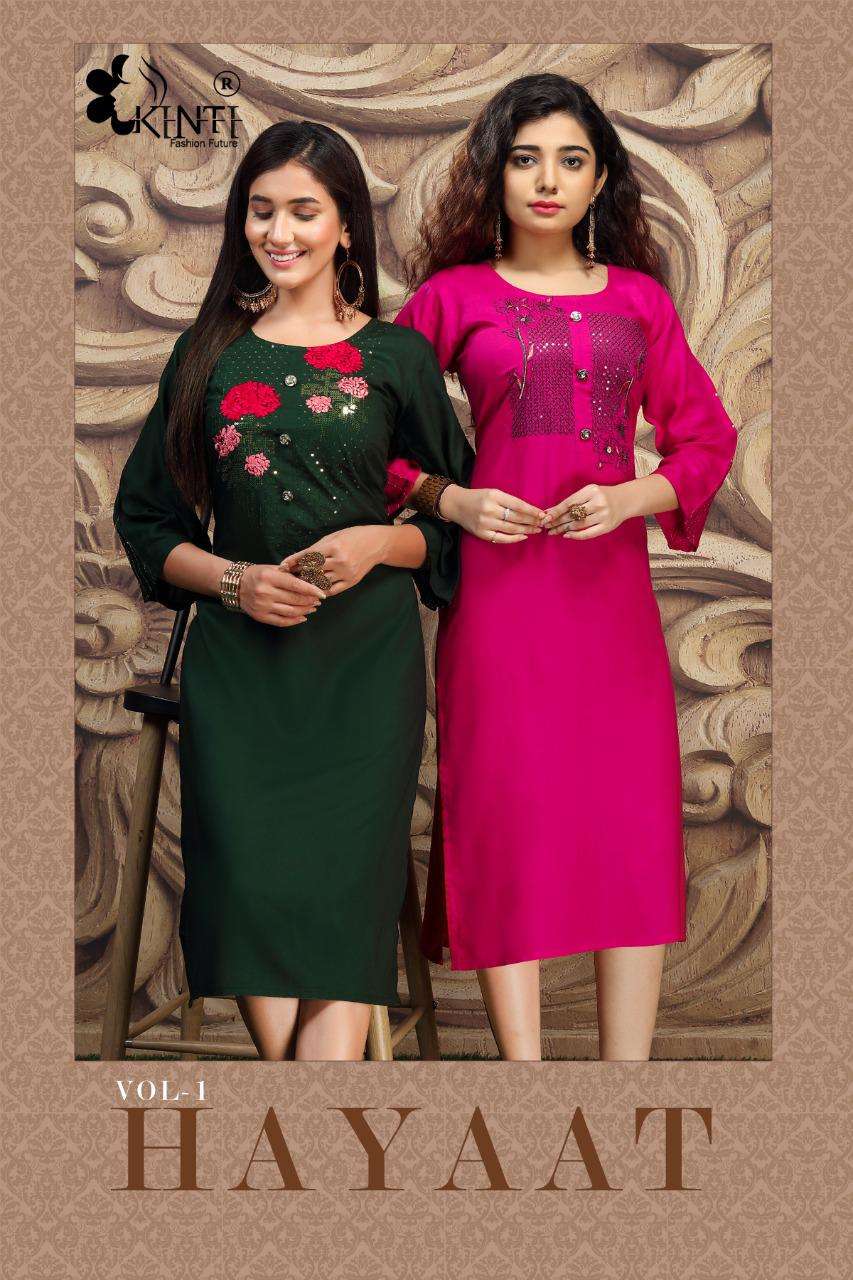 Kinti Hayaat Rayon Straight Kurti Wholesaler