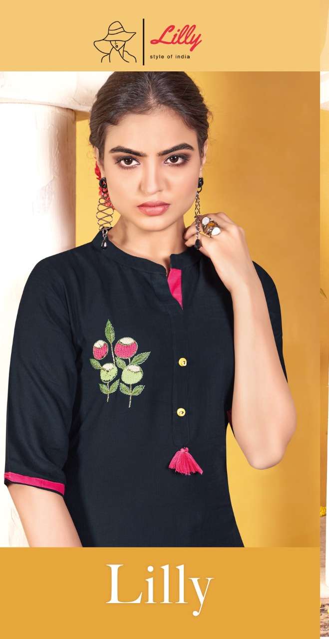 Lilly Present Lilly Rayon Cotton Kurti With Pant