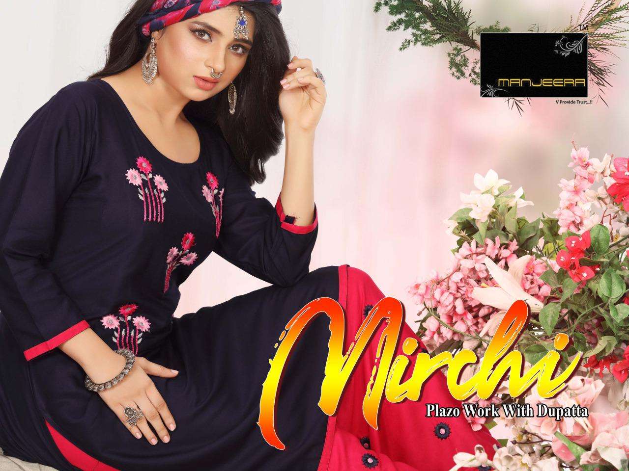 Mirchi By Manjeera Heavy Rayon Readymade Suit Catlog