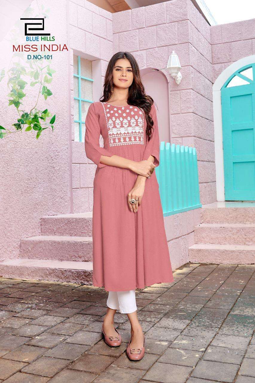 Miss India By Blue Hills Rayon Fancy Designer Kurti