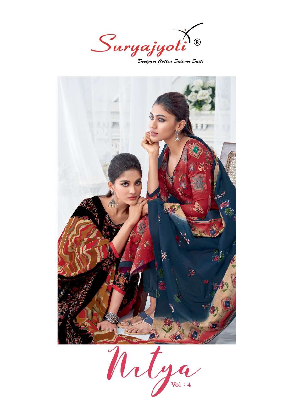 Nitya Vol 4 By Suryajyoti Satin Cotton Printed Salwar Kameez