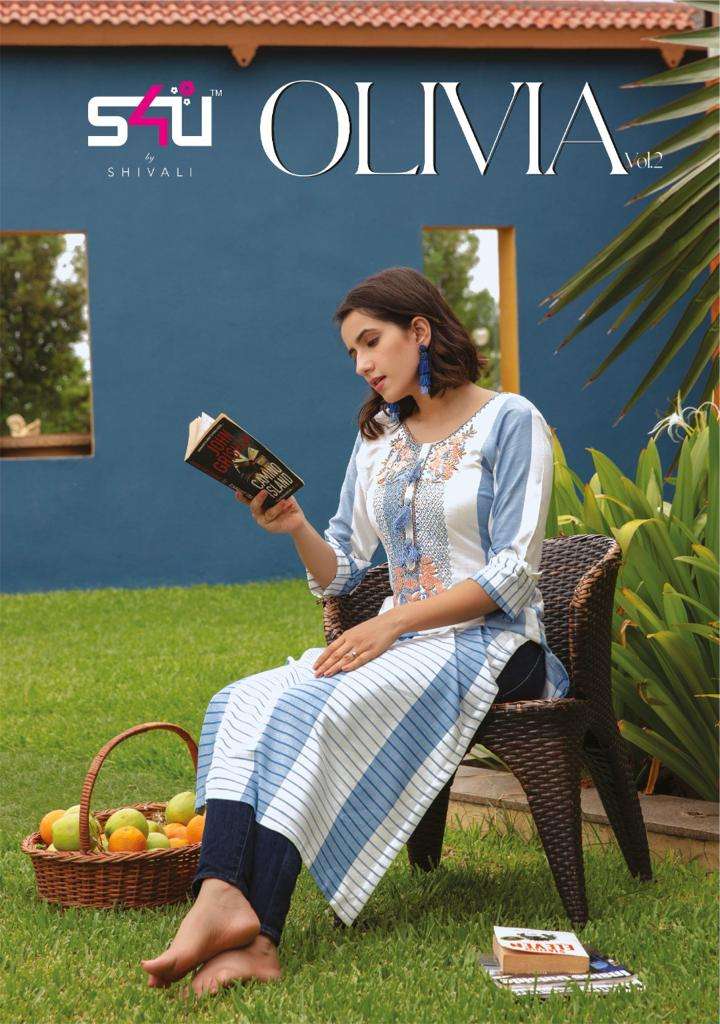 Olivia Vol 2 By S4u Rayon Handwork Long Kurti